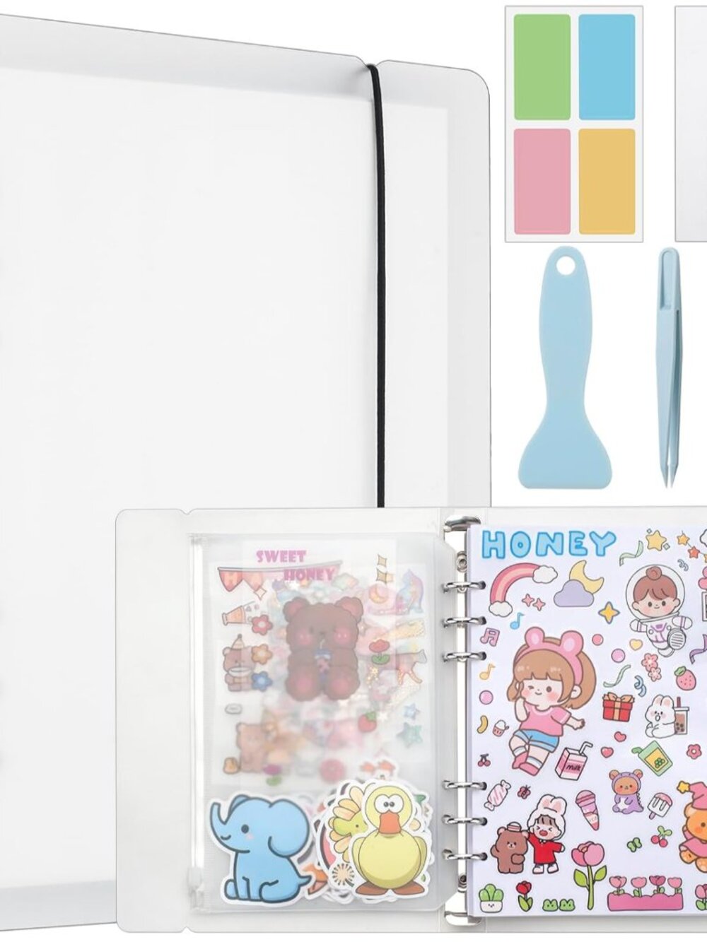 Reusable Sticker Album with 100 Sheets, Collecting Book with Pockets, A5